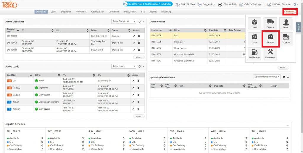 TruckLogics Truck Management Software for expenses