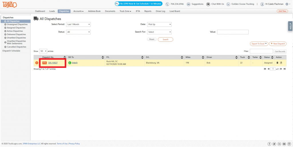 Trucklogics trucking management system for logging deadhead miles