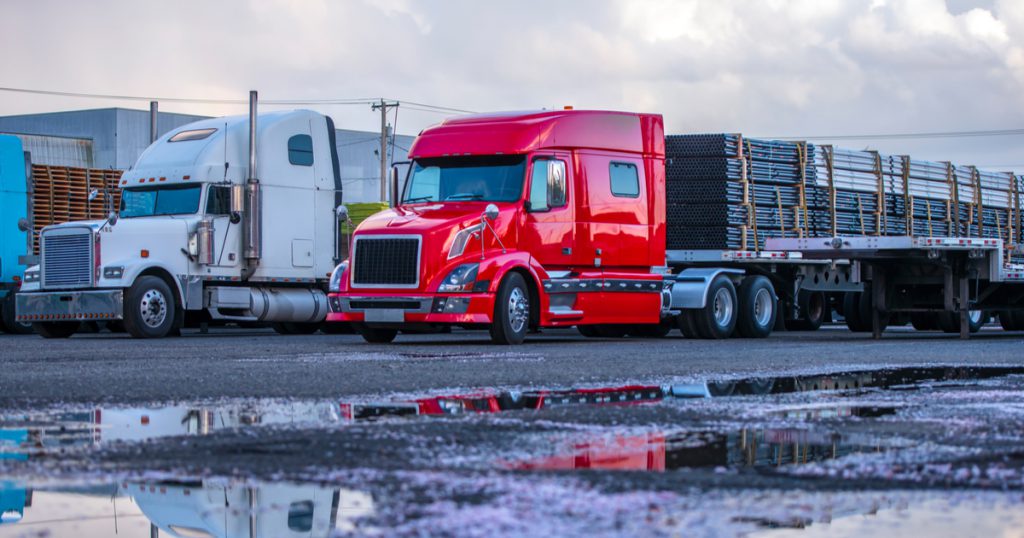 Truck parked in lot using Trucklogics Trucking Management system
