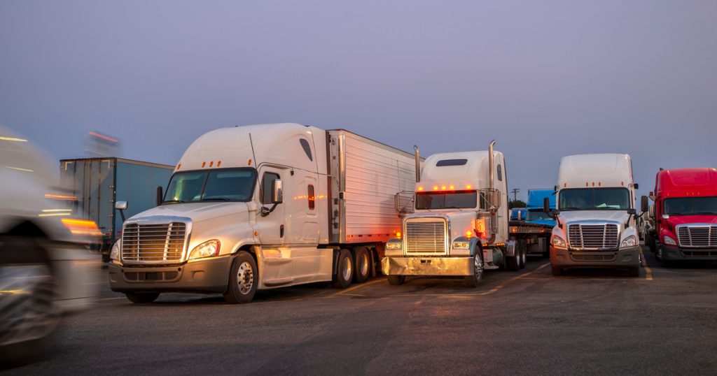 Trucks parked using TruckLogics trucking management system