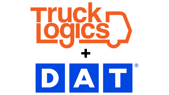 TruckLogics and DAT logos for load board trucking management software integration.