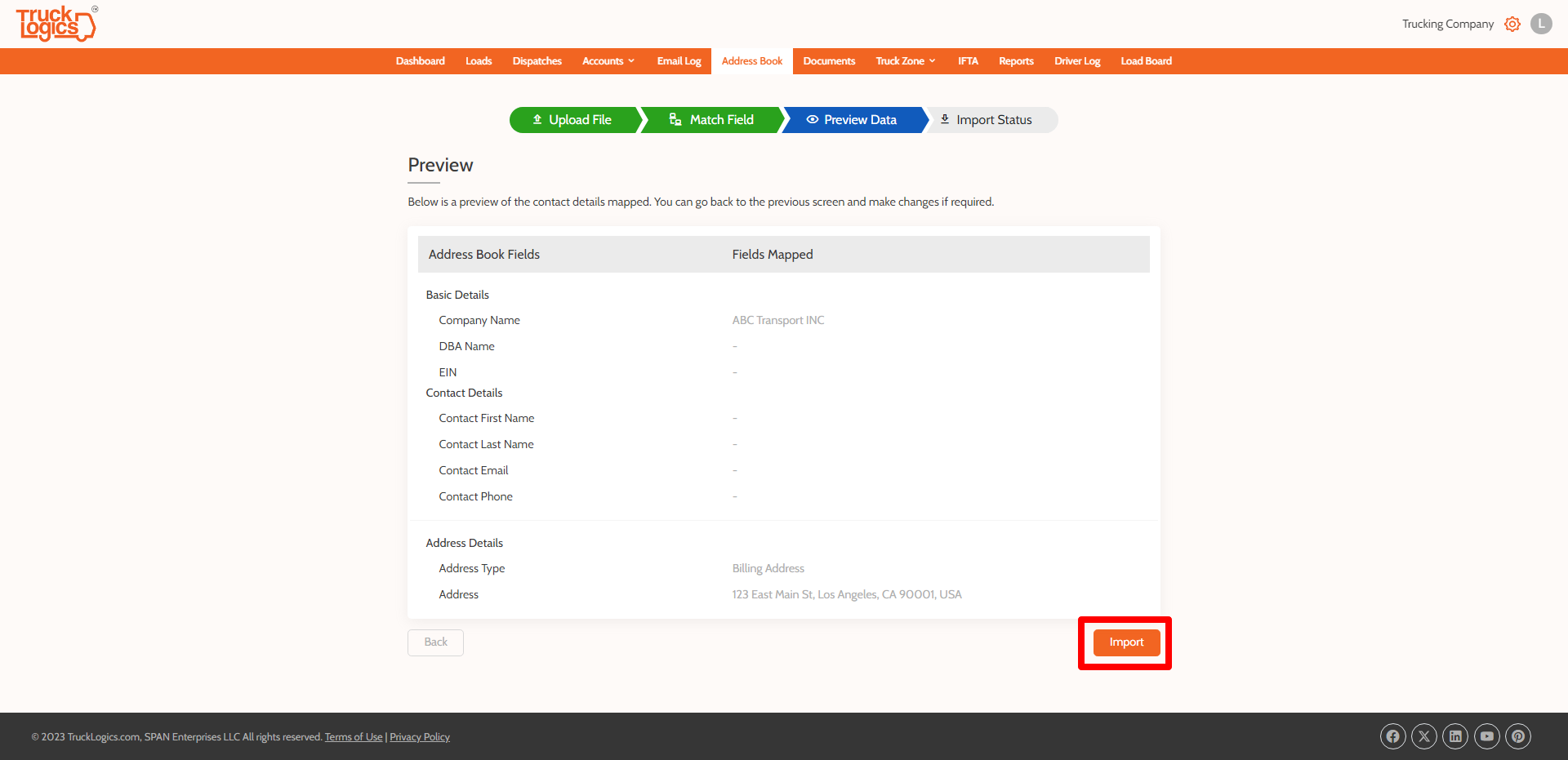 Navigating TruckLogics Using the New Smart Import Address Book Feature